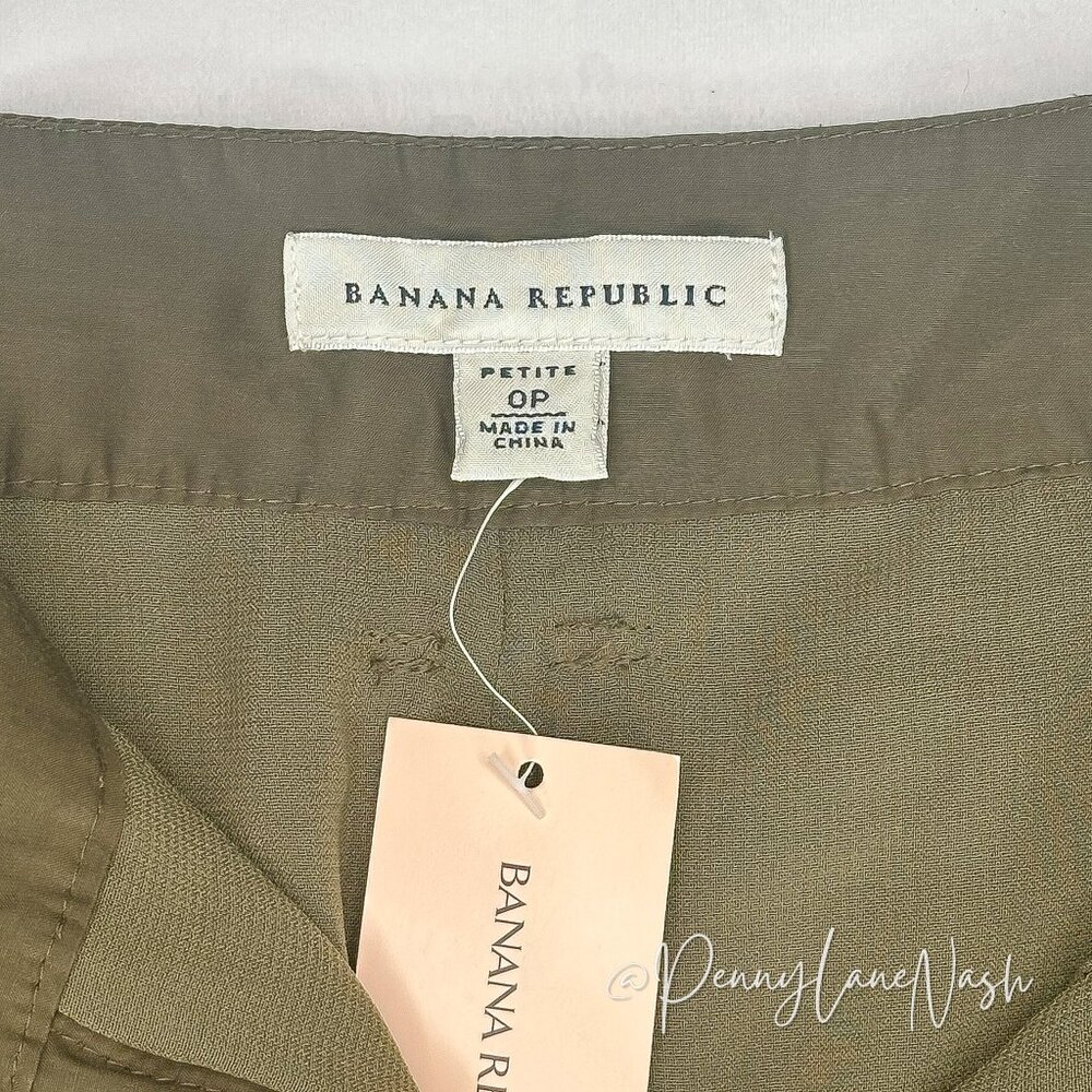 NWT Banana Republic Olive Silk Blend Pleated Mini Skirt Size 0P - Picture 7 of 10
